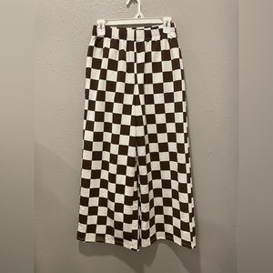 Brown and white checkered pants